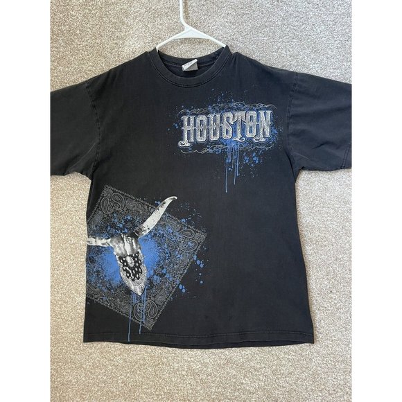 Pro Power Heavyweight Men’s Custom Houston Texas Graphic Black T Shirt Size XL - Picture 1 of 7